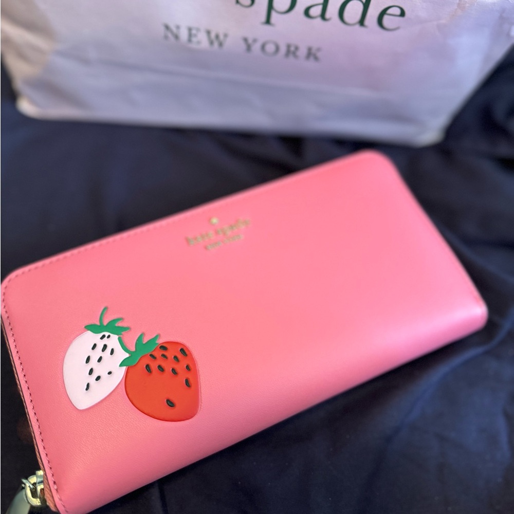 Kate Spade Pink Wallet with Strawberry Design